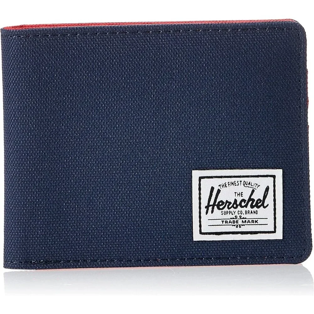 Herschel unisex adult Roy RFID Bi Fold Wallet, Navy/Red, One Size US